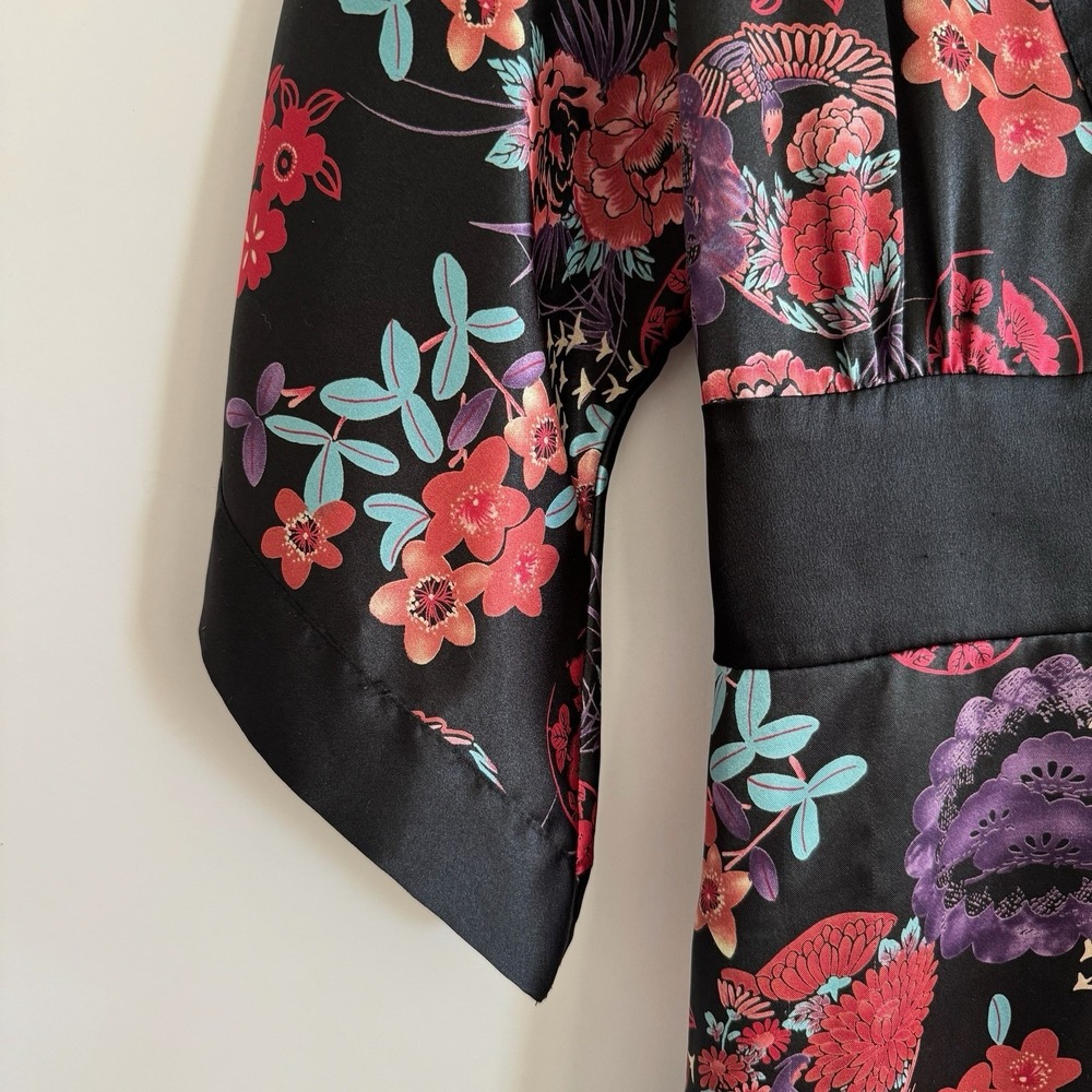 Bisou Bisou Vintage 90s Y2k Babydoll Foral Asian Inspired Top 12 Rachel Monica - Picture 2 of 10